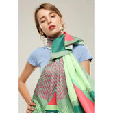 Multi Patterns Sliky Scarf - Green Scarf Foxyavenue UK